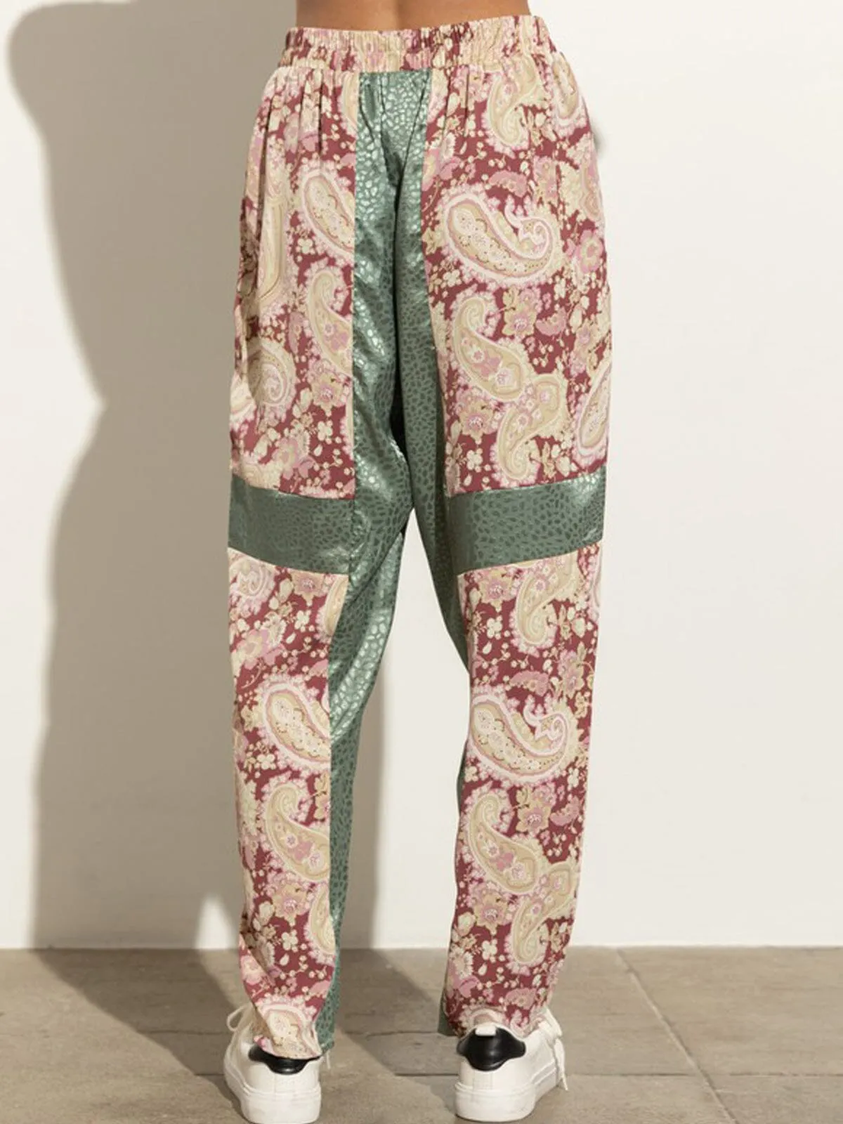 WOMEN'S MULTI PRINT ELASTIC WAIST PANTS