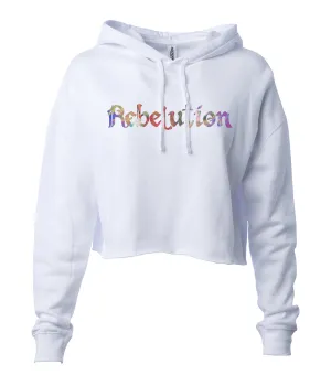 Women's Multicolored Logo Crop Hoodie (White)