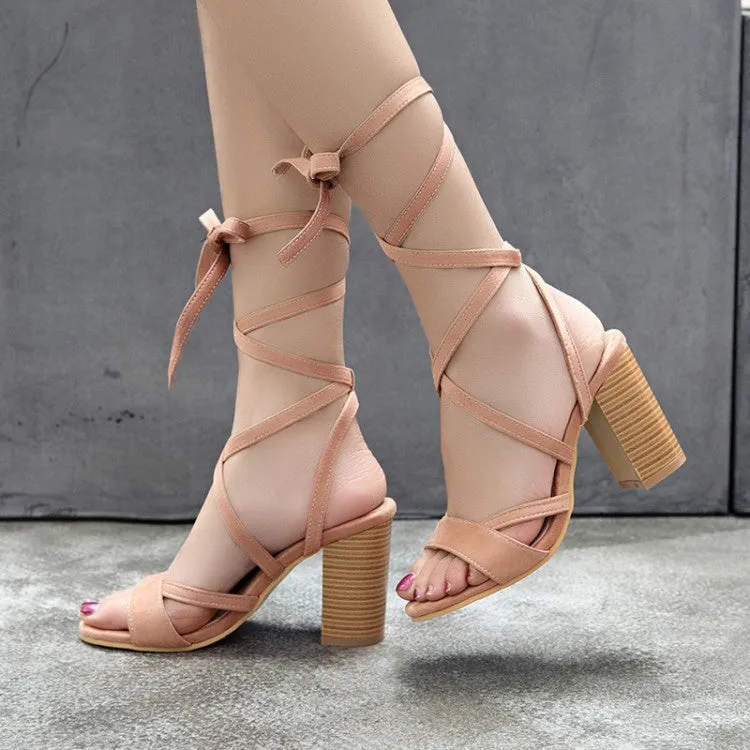 Women's Strappy High Heel Chunky Sandals