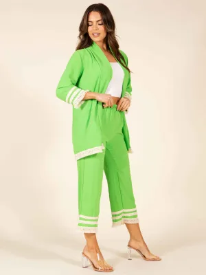 WOMEN'S TRIM DETAILED ELASTIC WAIST CROP PANTS