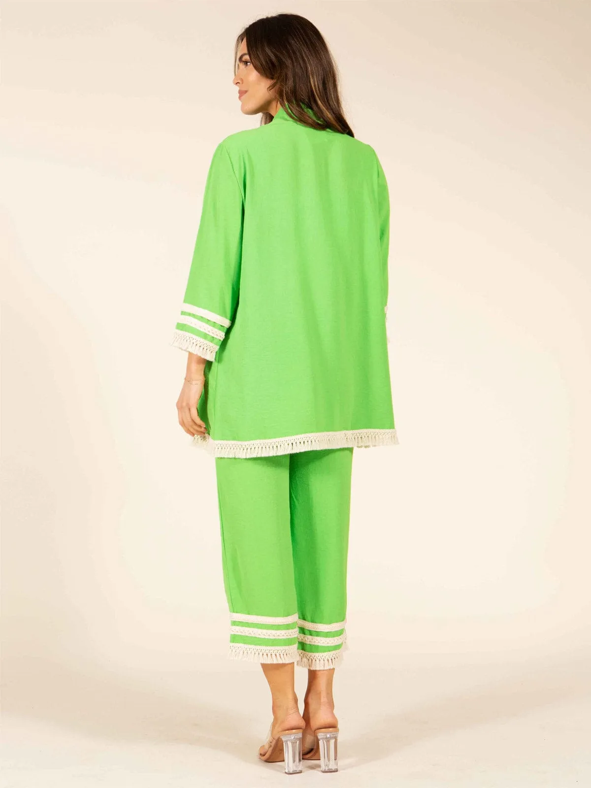 WOMEN'S TRIM DETAILED ELASTIC WAIST CROP PANTS