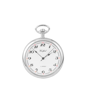 Woodford Chrome Plated Mechanical Pocket Watch with Arabic White Dial