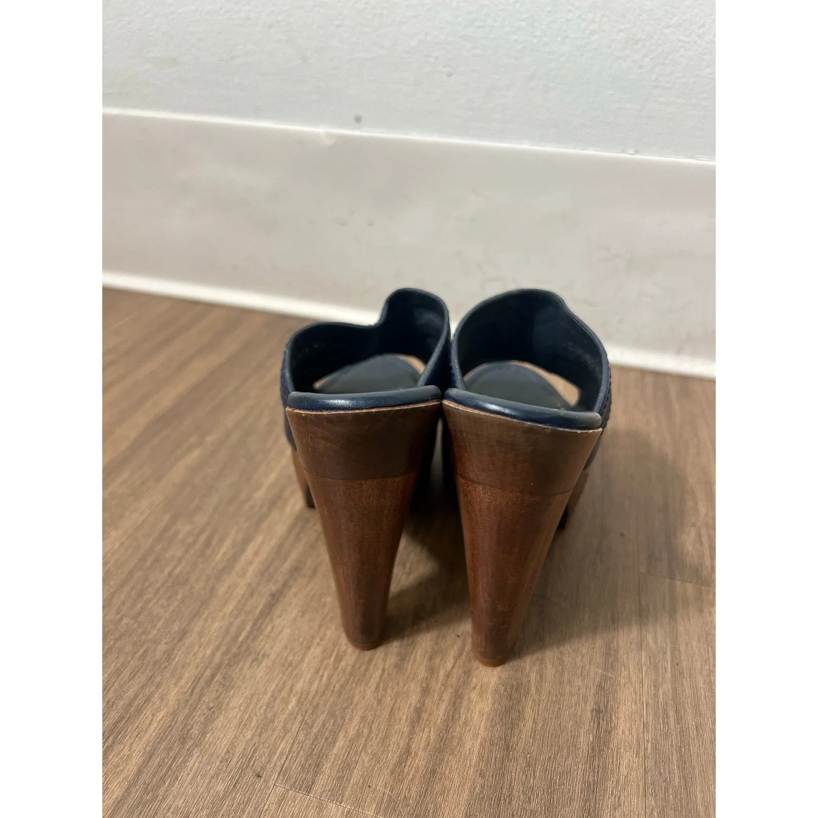 YSL Navy Platform Sandals Sz 36.5
