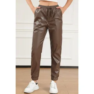 'Zaria' Drawstring eather Pants