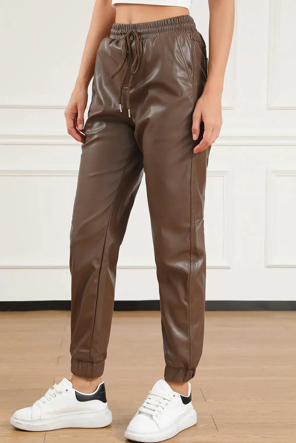 'Zaria' Drawstring eather Pants