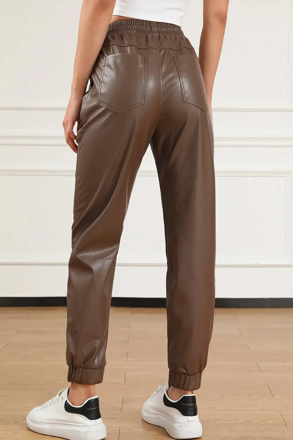 'Zaria' Drawstring eather Pants