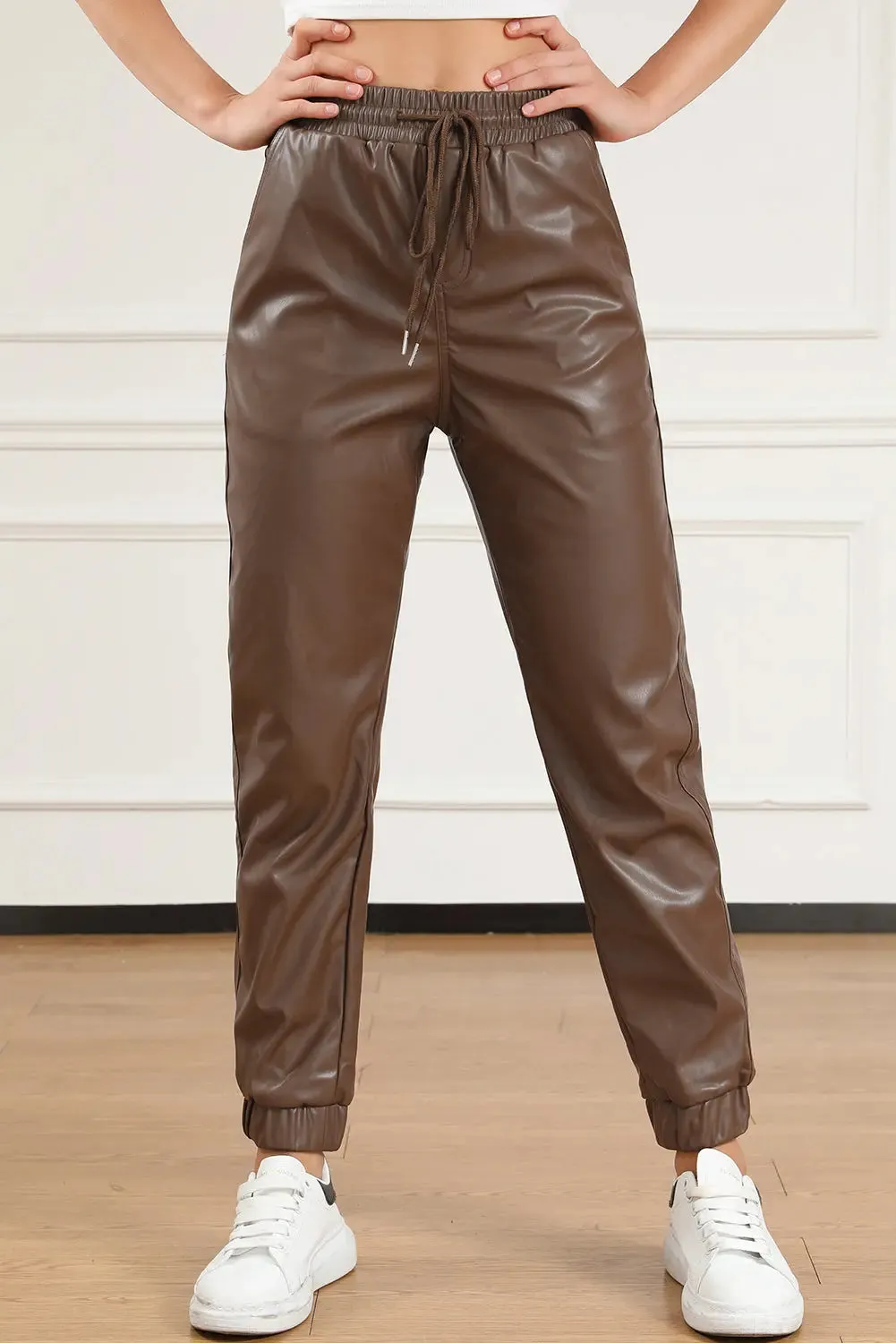 'Zaria' Drawstring eather Pants