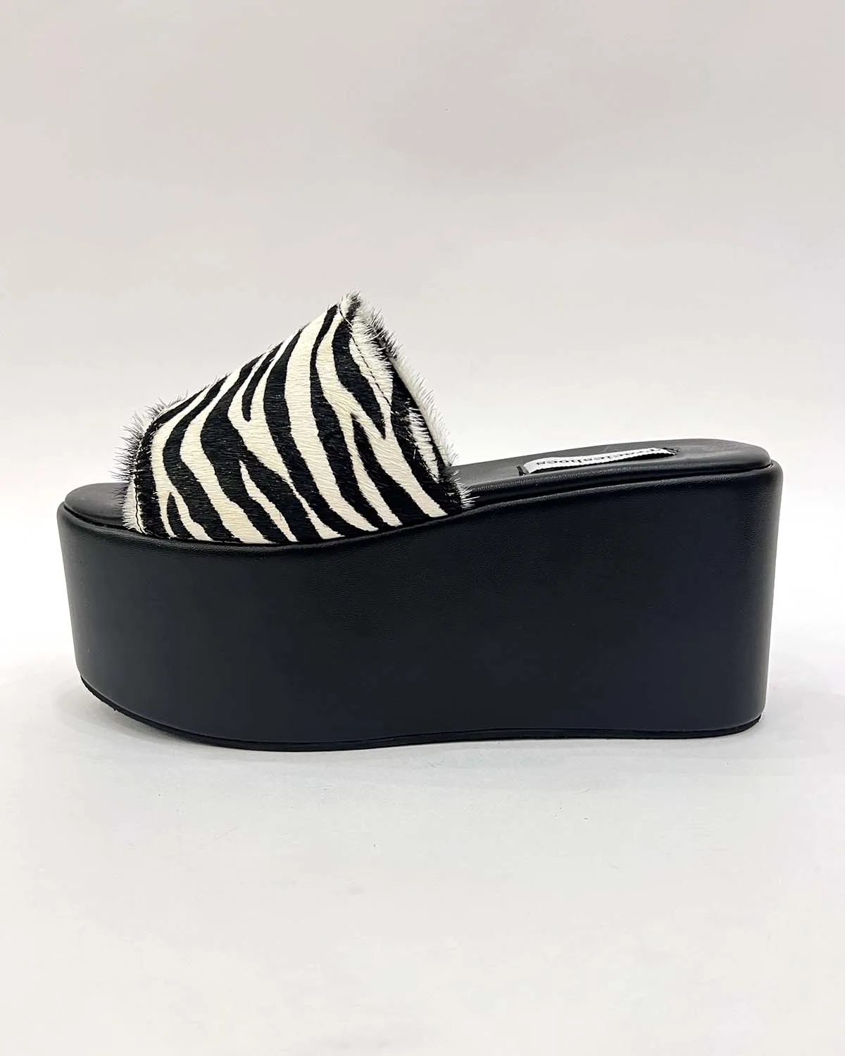 Zebra pony hair leather thick platform sandals for women
